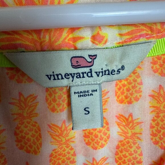 Vineyard Vines orange pineapple print sleeveless top size small C49 - Picture 3 of 5